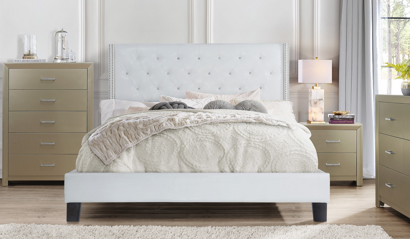 SH283 PU White Platform Queen Bed