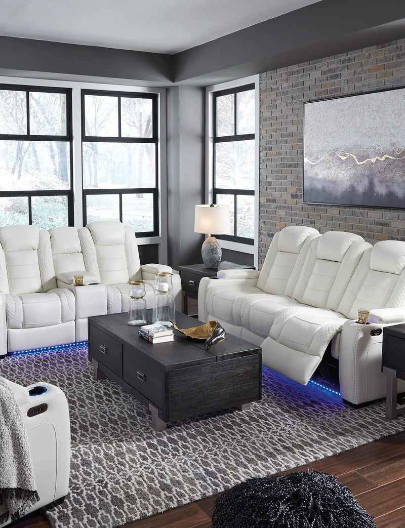 Party Time White Power Reclining Living Room Set