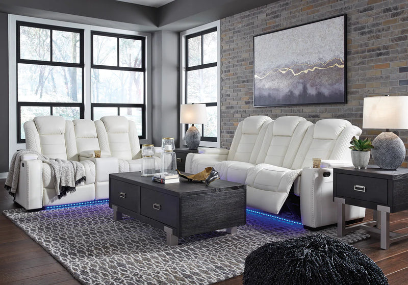 Party Time White Power Reclining Living Room Set