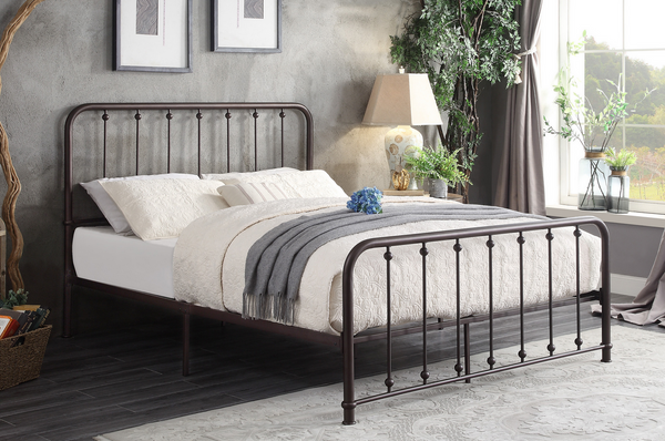 1638 Metal Bronze Platform Queen Bed