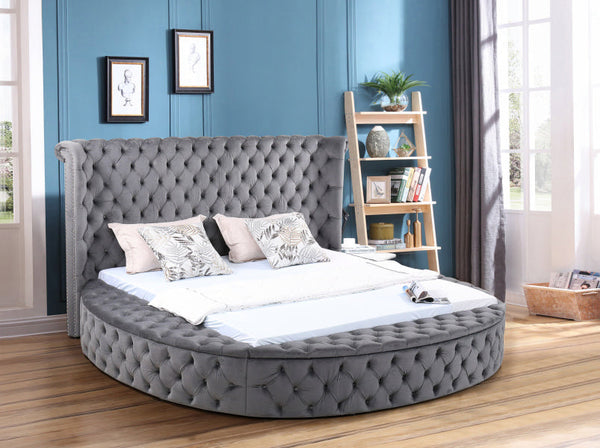 Penthouse Grey Platform Queen Bed