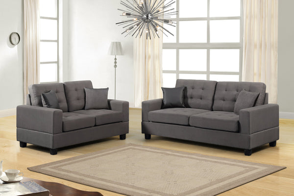 HH8855 Grey Linen Sofa & Loveseat Set
