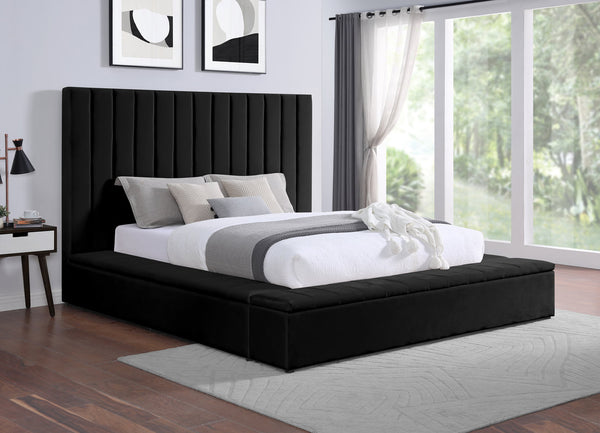 France Black Platform Queen Bed