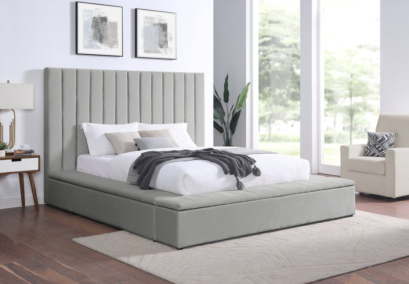 France Grey Platform King Bed