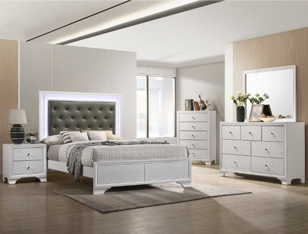 Lyssa Frost LED Upholstered Panel Bedroom Set