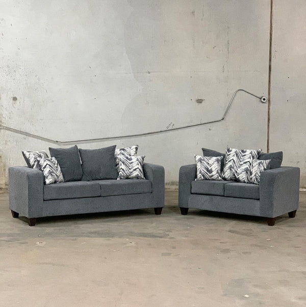 110 Charcoal Grey Fabric Sofa & Loveseat Set