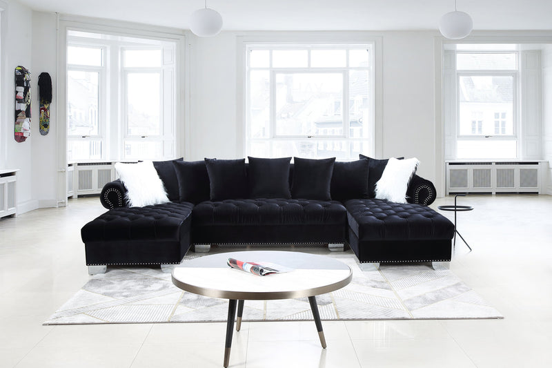 Kim Black Velvet Sectional