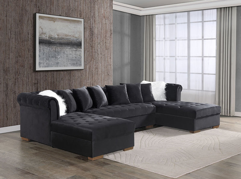 Aria Black Velvet Sectional