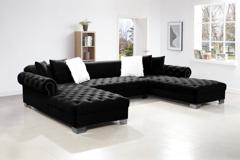 XL London Black Velvet Sectional