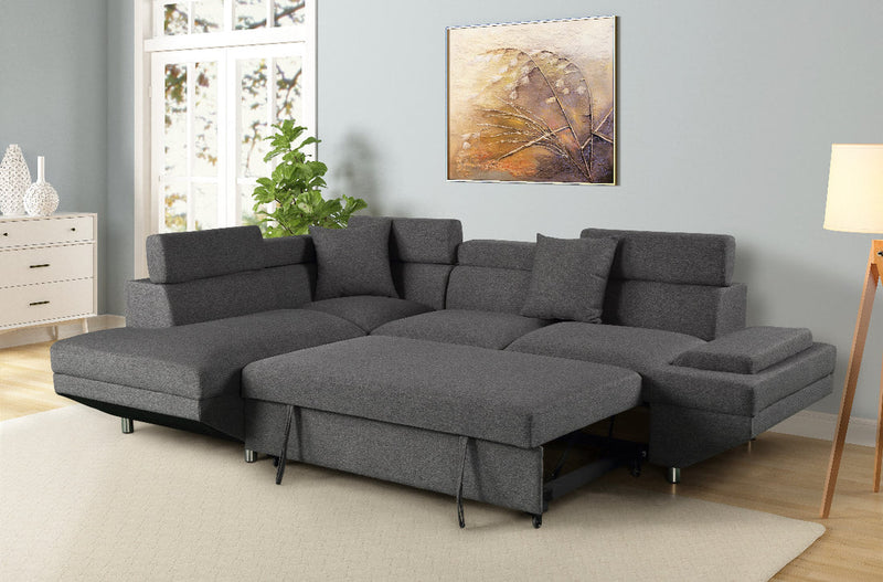 Miami2020 Black Linen Sleeper Sectional