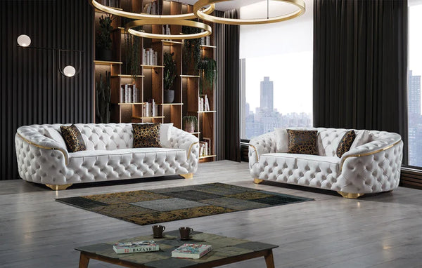 Lupino Ivory Velvet Sofa & Loveseat