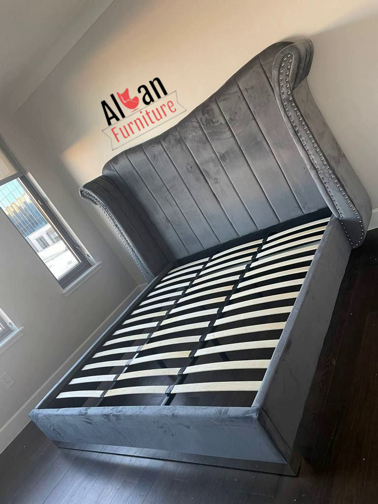 Alexis Grey King Size Platform Bed Frame