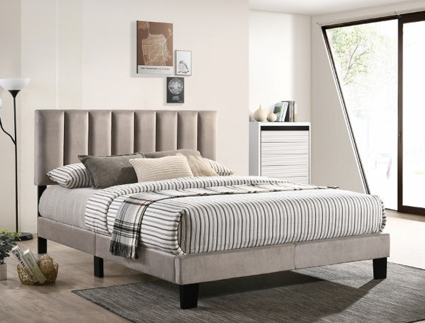 5155 Lyric Grey Velvet Platform Queen Bed