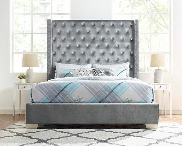 SH228 Velvet Grey King Bed