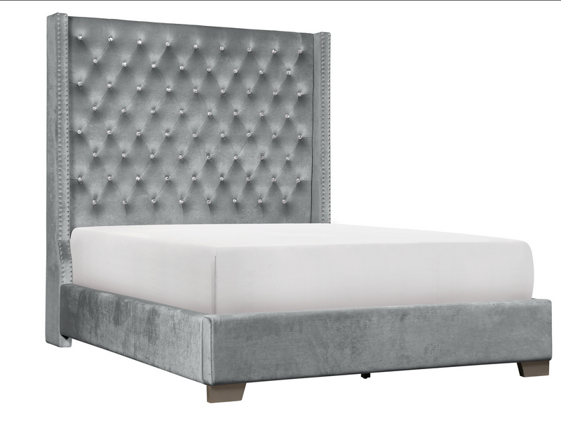 SH228 Velvet Grey King Bed