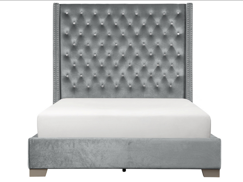 SH228 Velvet Grey King Bed