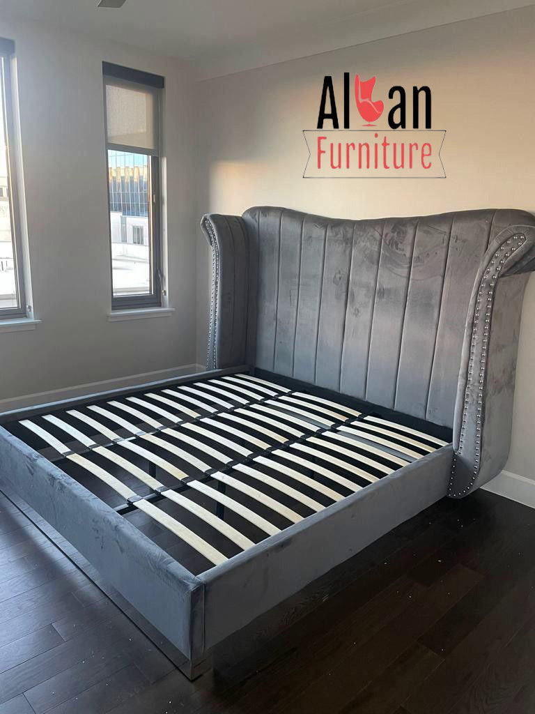 Alexis Grey King Size Platform Bed Frame