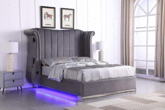 Alexis Grey King Size Platform Bed Frame