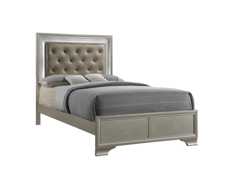 Lyssa LED Upholstered Panel Bed