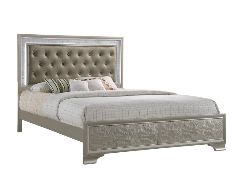 Lyssa LED Upholstered Panel Bed