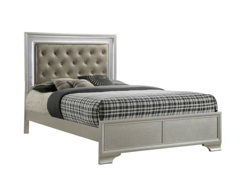 Lyssa LED Upholstered Panel Bed