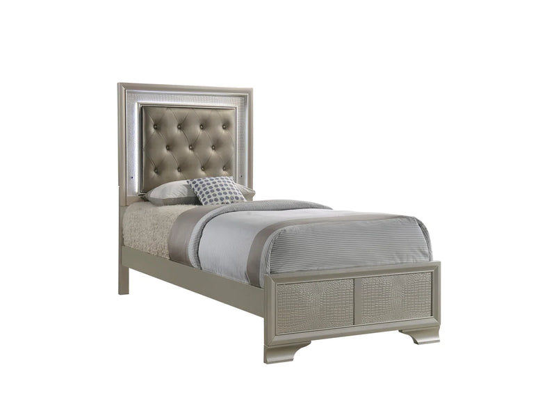 Lyssa LED Upholstered Panel Bed