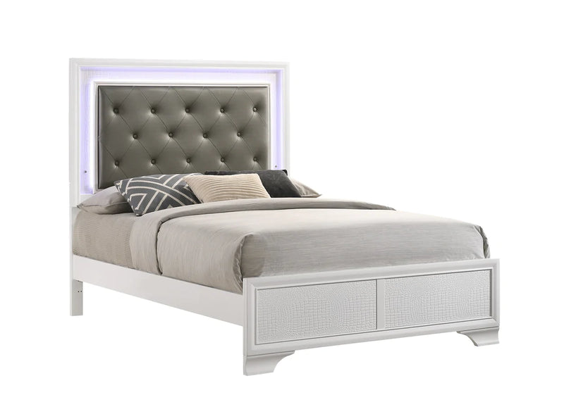 Lyssa LED Upholstered Panel Bed