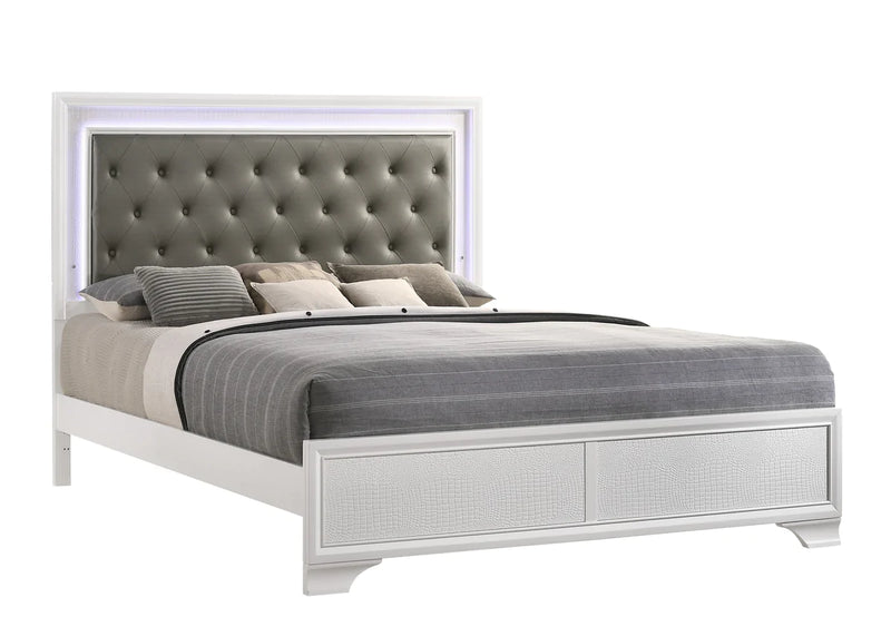 Lyssa LED Upholstered Panel Bed