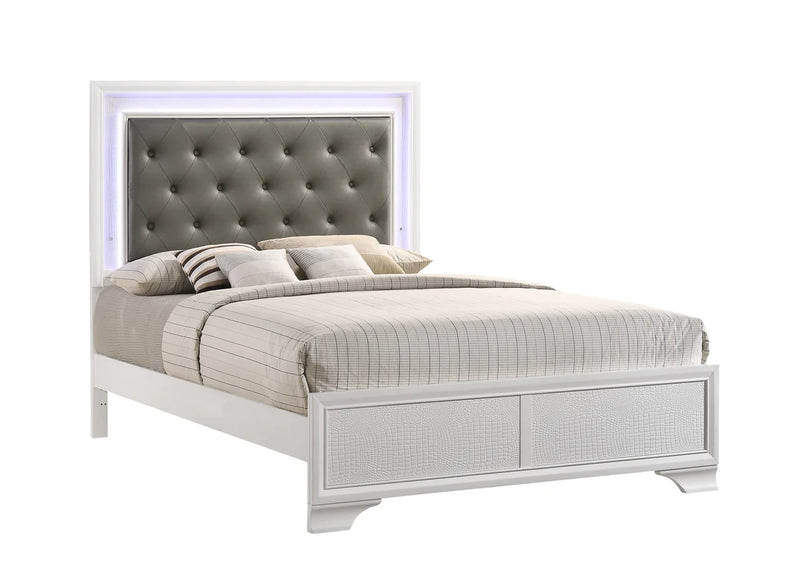 Lyssa LED Upholstered Panel Bed