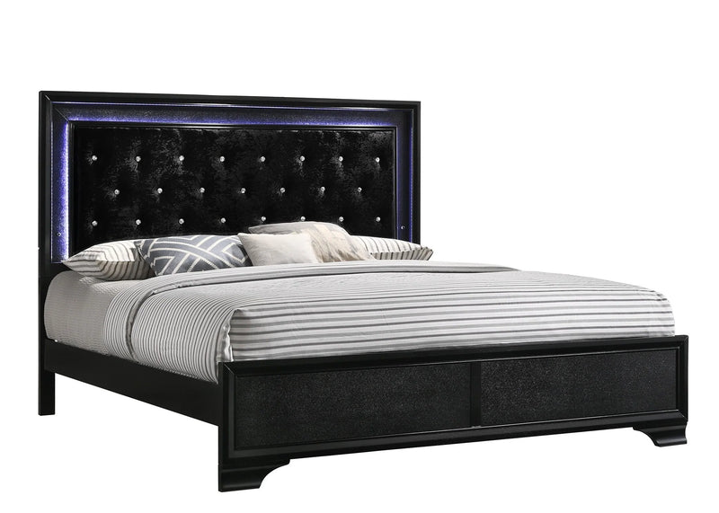 Lyssa LED Upholstered Panel Bed