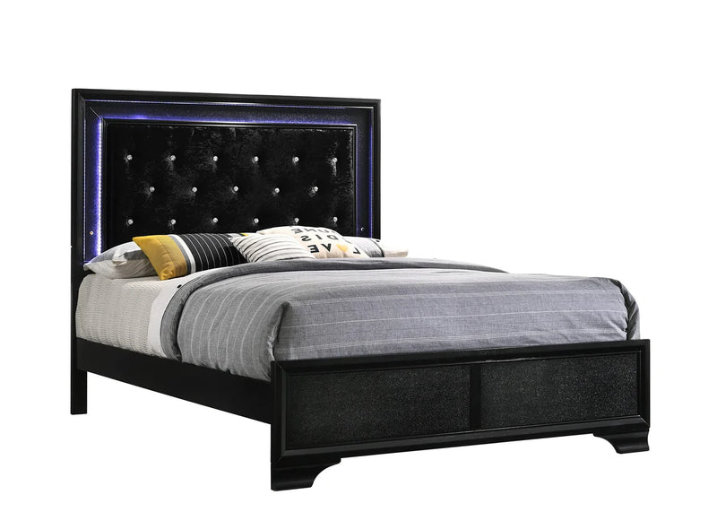 Lyssa LED Upholstered Panel Bed