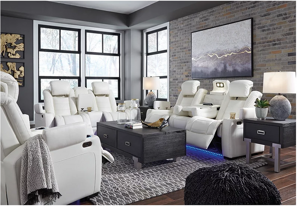 Party Time White Power Reclining Living Room Set