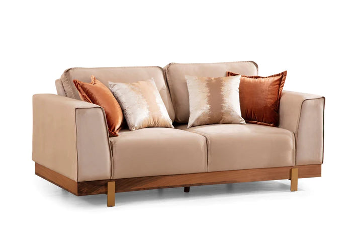 Emily Beige Velvet Sofa & Loveseat