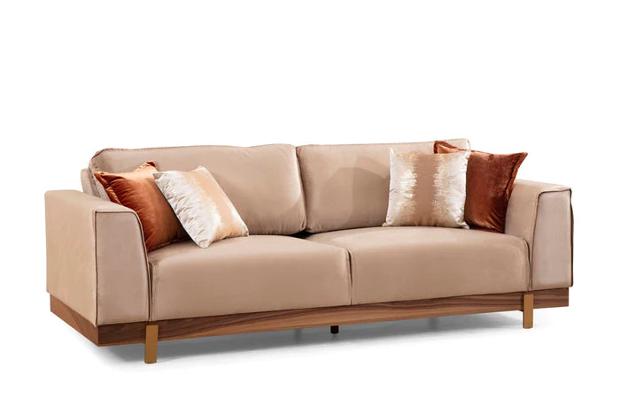 Emily Beige Velvet Sofa & Loveseat