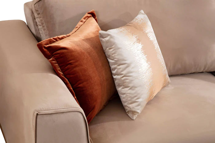 Emily Beige Velvet Sofa & Loveseat