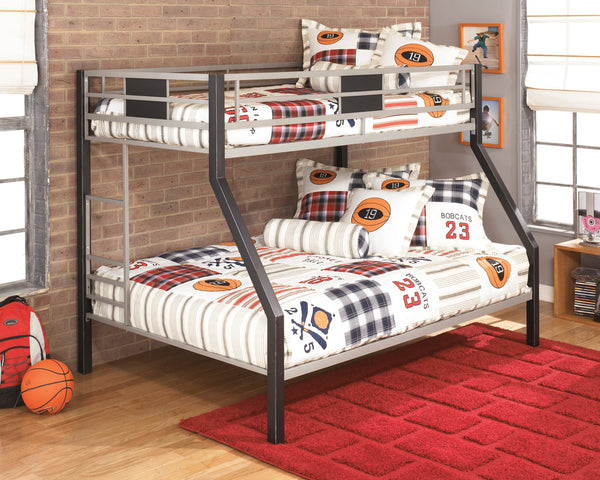 B106-56 Twin Over Full Grey Metal Bunk Bed