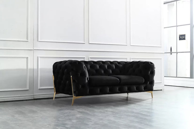 MI-1346 Lori Black Velvet Sofa&Loveseat Chair Set