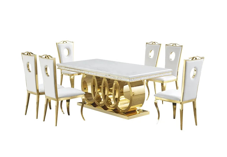 Giovanni Marble Dining set Gold Color