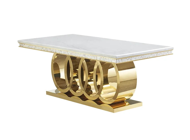 Giovanni Marble Dining set Gold Color