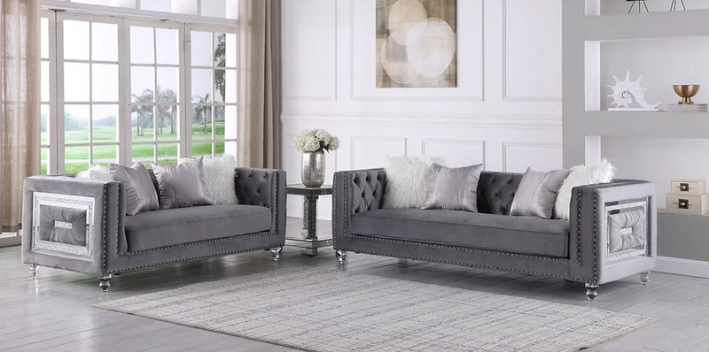 S1771 Miley Grey Velvet Sofa&Loveseat Set