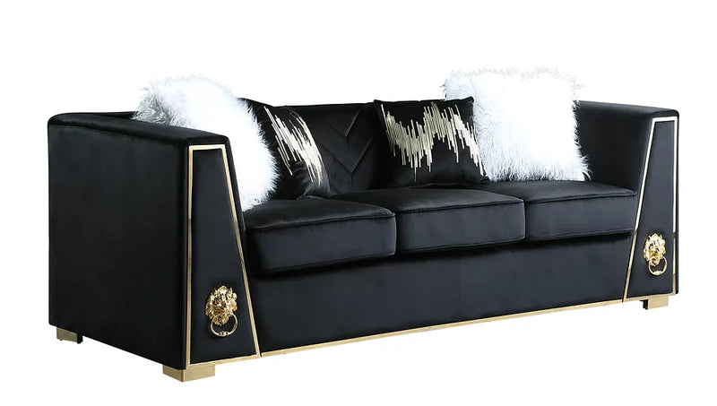 S1014 Leo Black Velvet Sofa & Loveseat Set