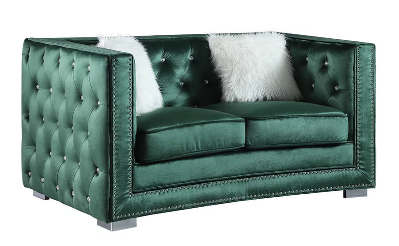 S4111 Paris Green Velvet Sofa&Loveseat Chair Set