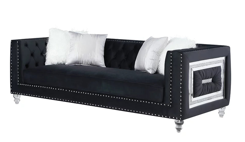 S1771 Miley Black Velvet Sofa&Loveseat Set