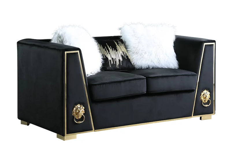 S1014 Leo Black Velvet Sofa & Loveseat Set