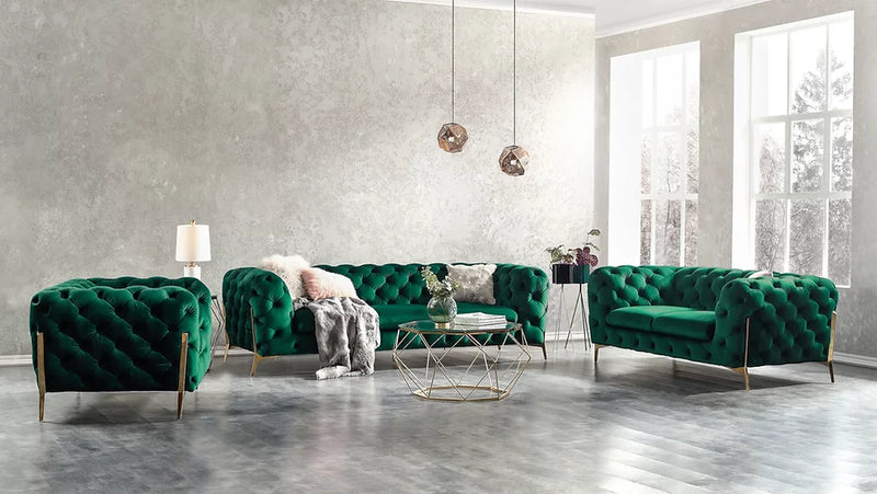 MI-1346 Lori Green Velvet Sofa&Loveseat Chair Set