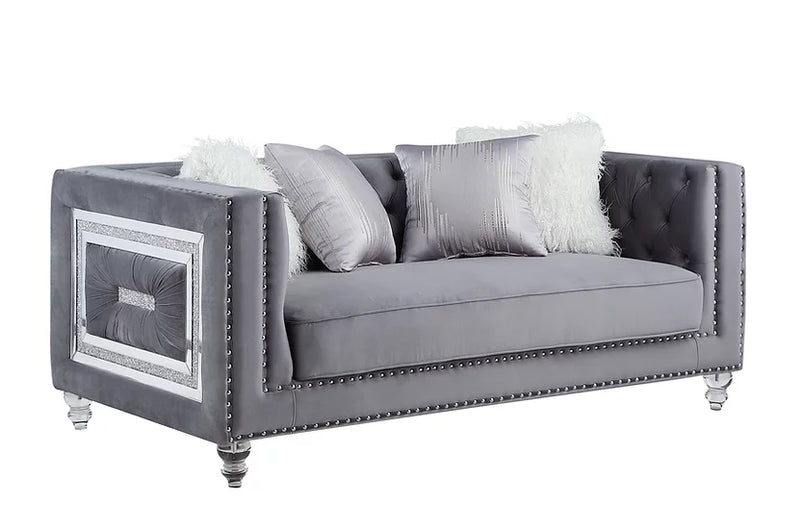 S1771 Miley Grey Velvet Sofa&Loveseat Set