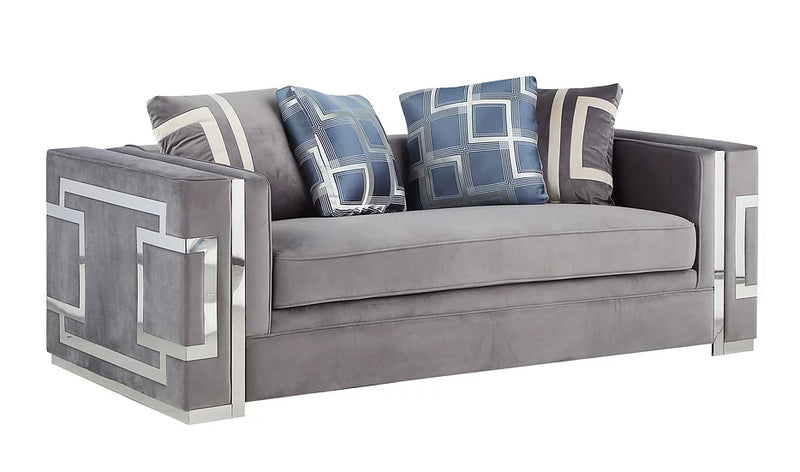 S1771 Kylie Grey Velvet Sofa&Loveseat Set