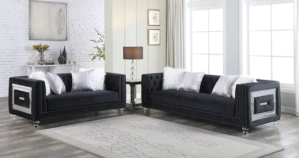 S1771 Miley Black Velvet Sofa&Loveseat Set