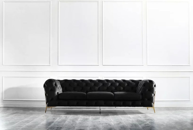 MI-1346 Lori Black Velvet Sofa&Loveseat Chair Set