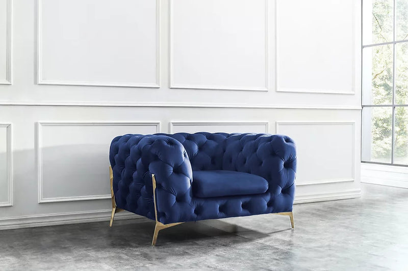 MI-1346 Lori Blue Velvet Sofa&Loveseat Chair Set